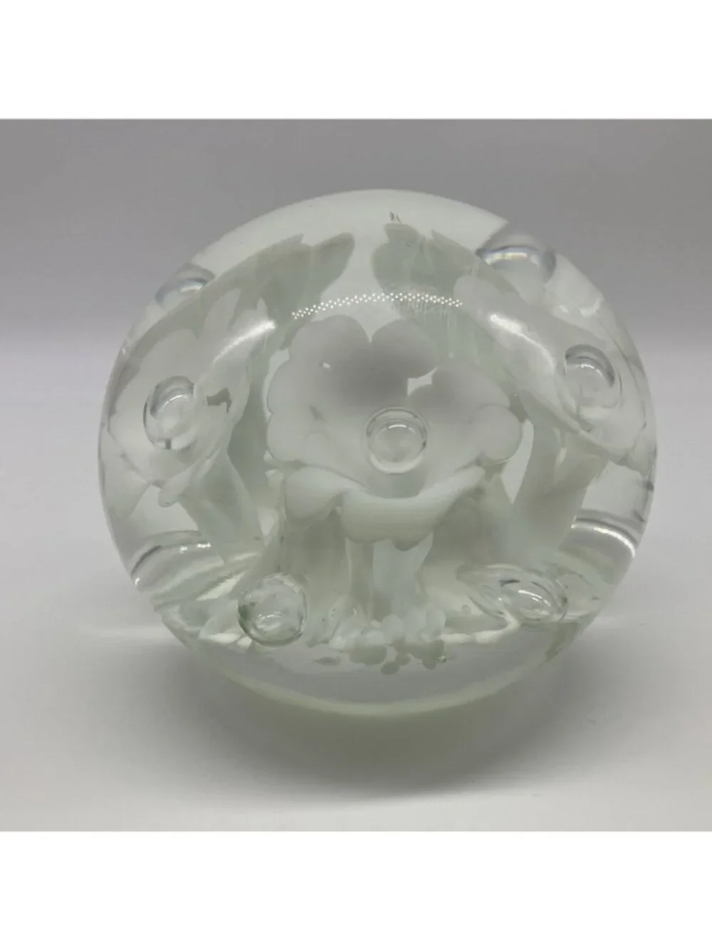 1996 L.H. Bayley Glass Floral Paperweight 3” Signed - W17